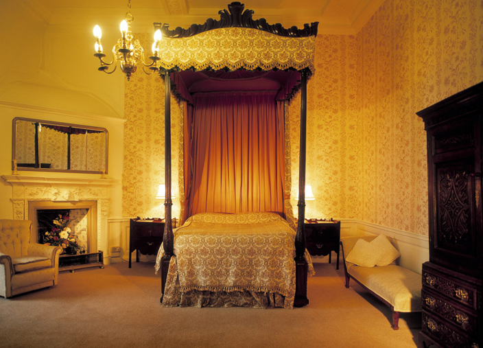 The furnishings of the Bishop's bedroom date from the seventeenth century onwards. As the room is used for high-end bed and breakfast accommodation  it is not part of the guided Castle tours. 